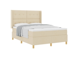 Maison Exclusive - Cama Tipo Box Spring Con Colchón Crema 140 X 190 Cm Tela