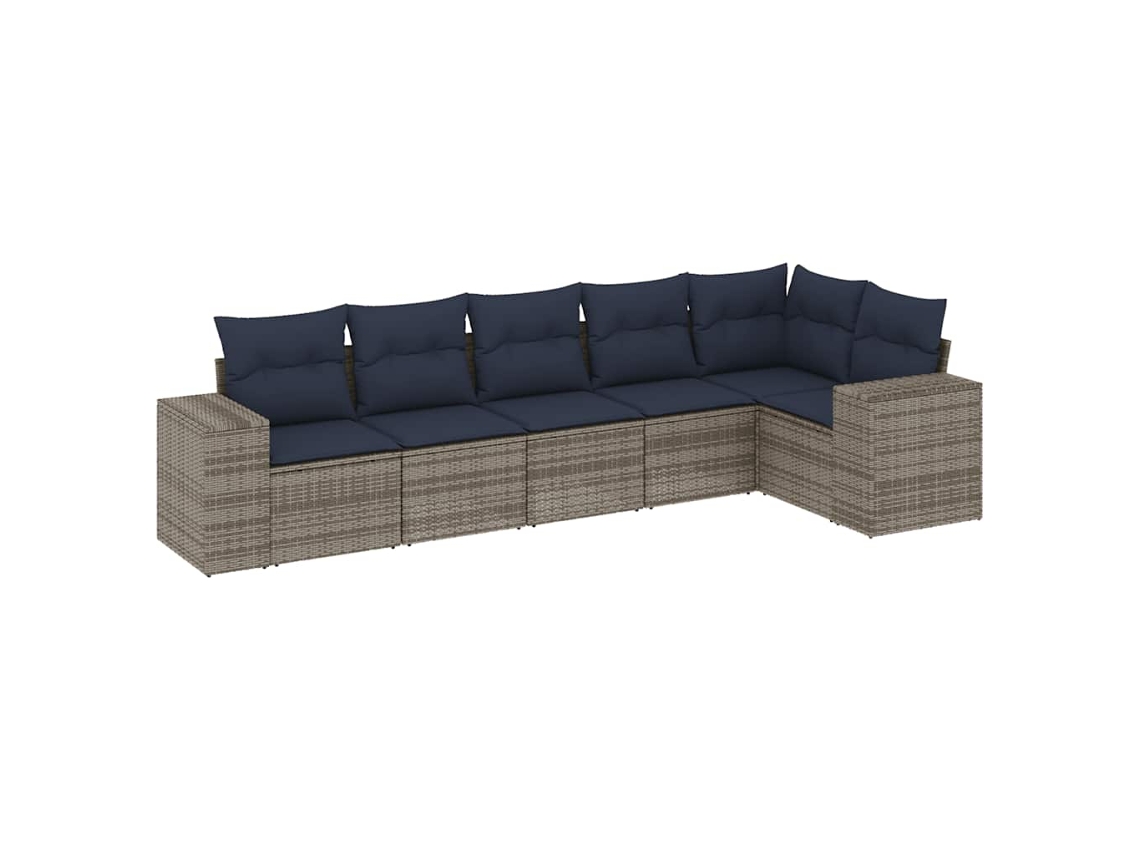 Maison Exclusive - Conjunto De Sofá De Jardín De 6 Piezas Con Cojines, Poliratán Gris