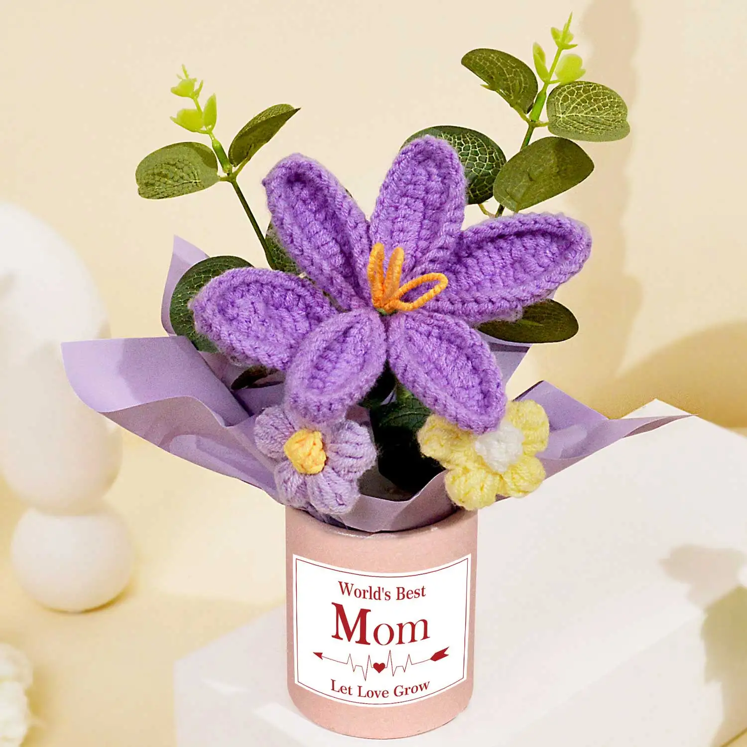 (roxo) Flores Feitas À Mão Em Crochê, Buquê Tricotado Finalizado, Um Conjunto De Margaridas Tricotadas Genuínas