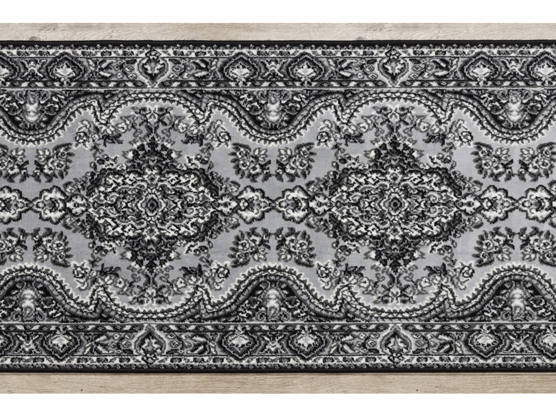 Alfombra de Pasillo Bcf Morad Wiosna Rosetón Gris 60 cm