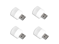 Juego de 4 luces nocturnas USB, minibombilla LED enchufable, blanco cálido, compacta, ideal para dormitorio, baño, guardería, pasillo, luz Facpoet