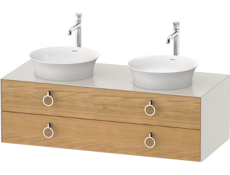 DURAVIT Tulip blanco, mueble de baño colgado en la pared, ancho 1300 x profundidad 550mm, con 2 cajones, con tirador, WT4993B