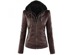 2026-chaqueta De Cuero Pu Para Mujer Biker Moto Chaqueta Corta Blazer Plus Size Wrh S Café