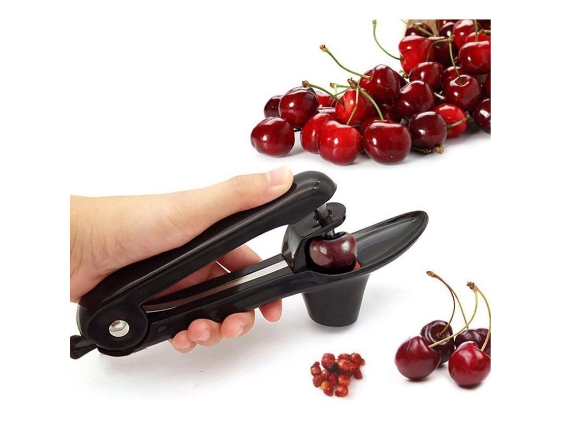 Herramienta Linjou para quitar huesos de cereza, frutas y aceitunas para uso en la cocina (negra)