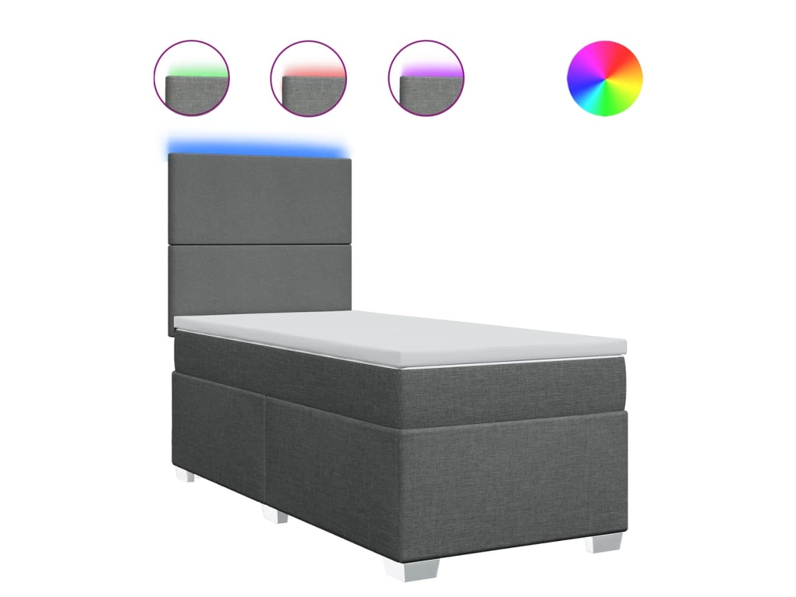 Maison Exclusive - Cama Box Spring Con Colchón Tela Gris Oscuro 100x200 Cm