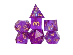 -set De 7 Dados Poliédricos De Resina Púrpura Con Números Dorados Para Juegos De Mesa Y Rpg Exquisitamente Pulidos