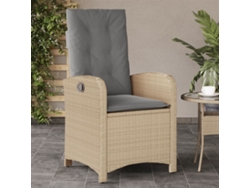 Silla de jardín reclinable DKD Home Decor con cojines, mimbre beige mixto