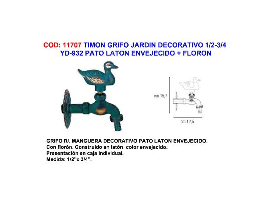 Timon grifo jardin decorativo yd932 pato 1-2-3-4 laton env+flor