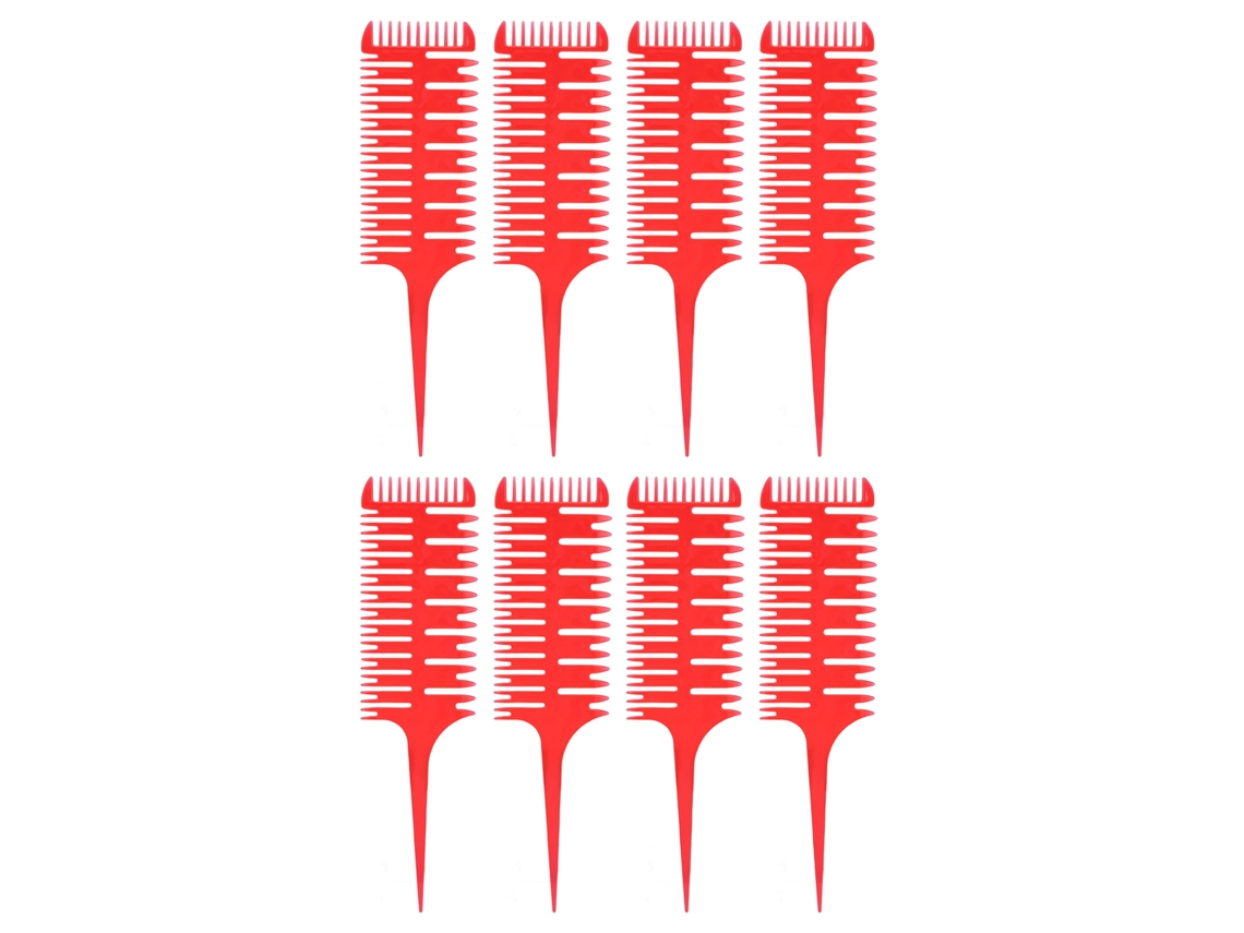 8 Peines De Cola De Abs Rojo Transparente Para Uso En Salones De Belleza Y En El Hogar.