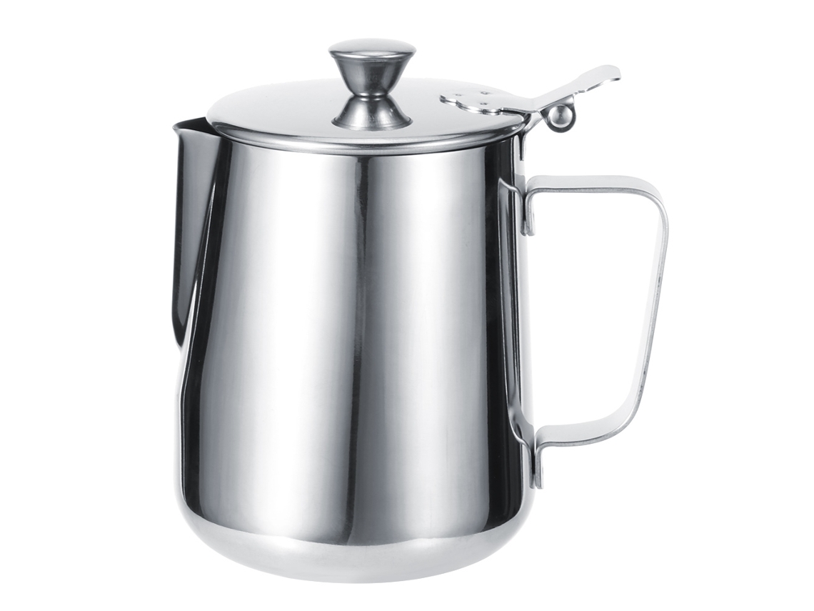 Vaso Espumador De Leche De Acero Inoxidable Con Tapa De 1000 Ml Para Café Latte Art