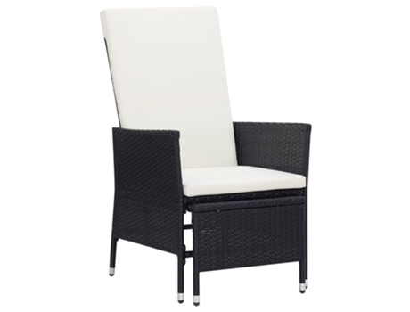 MAISON EXCLUSIVE Sillón reclinable de jardín con cojines ratán sintético negro