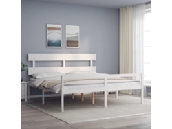 Cama Matrimonio Personas Mayores Cabecero Madera Maciza Blanco