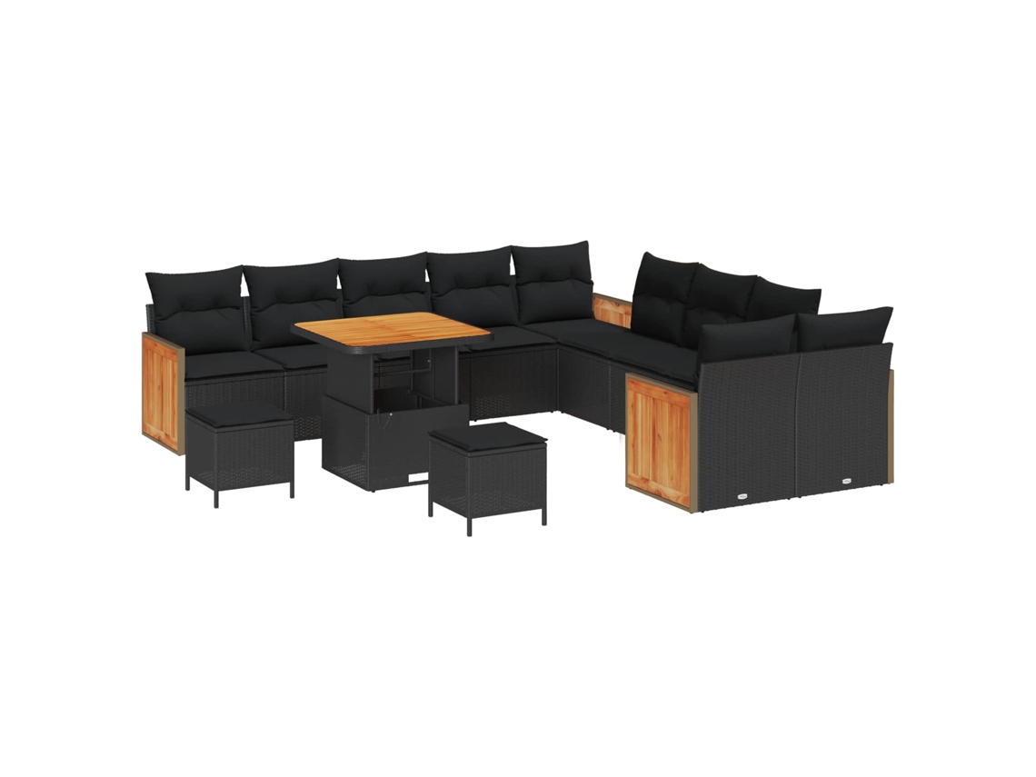 Maison Exclusive - Conjunto De Sofás De Jardín Con Cojín 13 Pcs Negro