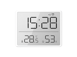 Reloj despertador digital Baok con pantalla LCD, hora, temperatura y humedad para el hogar, dormitorio y oficina - Blanco 8218