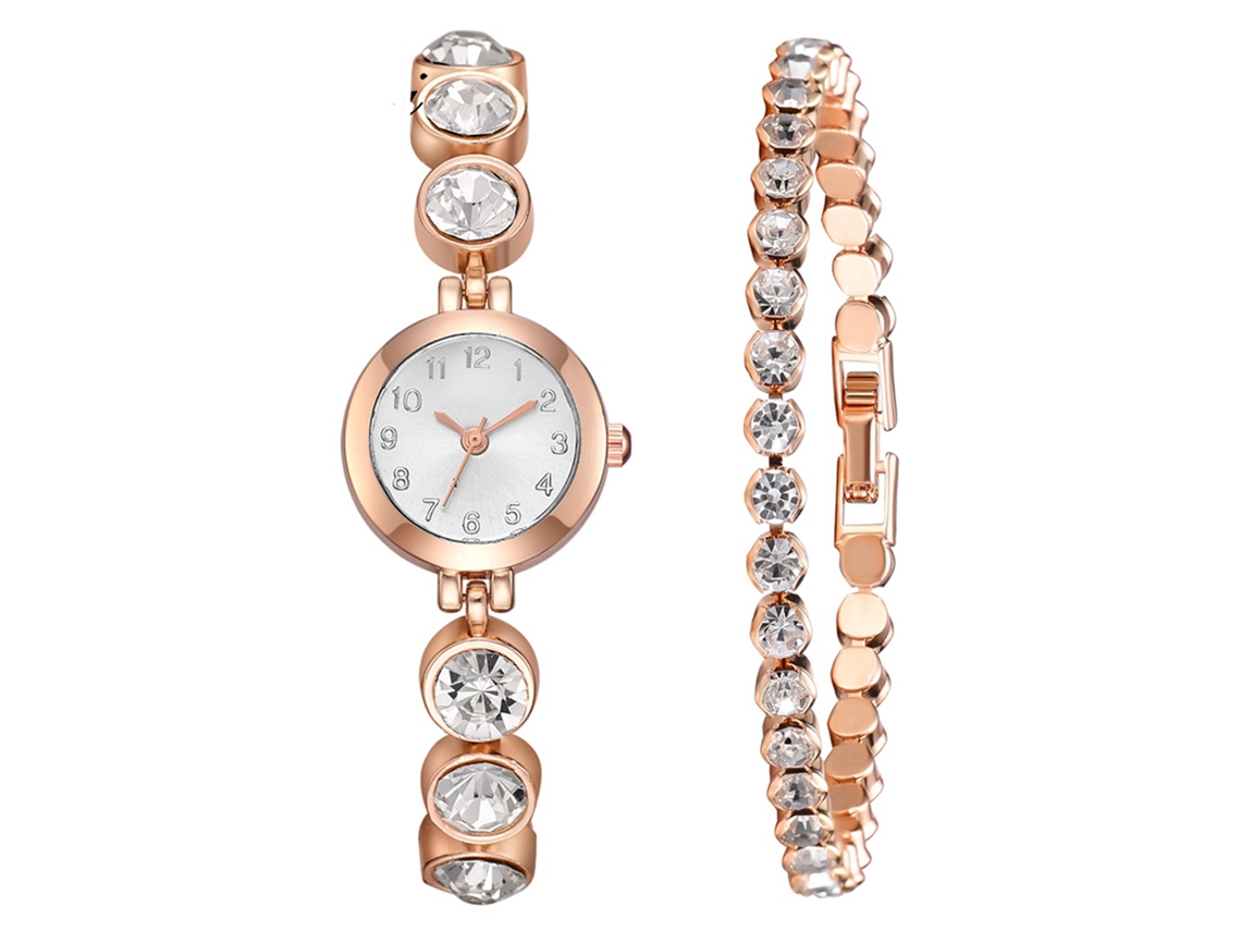 Reloj De Pulsera De Aleación Para Mujer, Estilo Elegante E Informal, Brazalete De Cuarzo, Oro Rosa Y Blanco.
