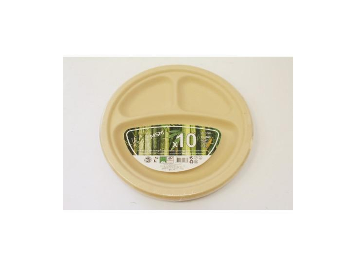 Conjunto Pratos 100% Biodegradable Ø 23 Cm ( 2 X 10 Unidades ) MSM