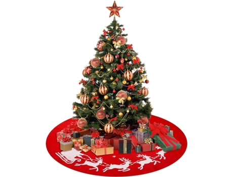 Manta de árbol de Navidad con patrón de trineo de renos, 100cm, decoraciones navideñas para fiestas