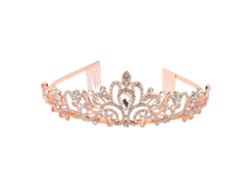 Brilhante Elegante Strass Casamento Princesa Coroa para Halloween Ouro Rosa