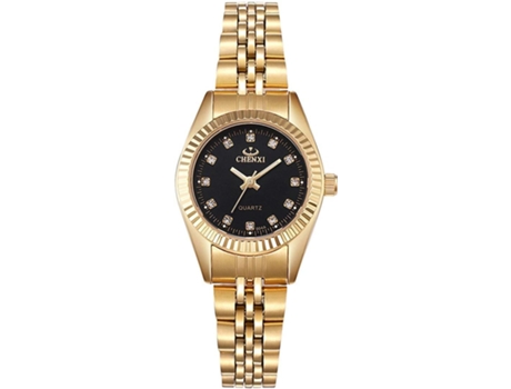 VEANXIN Gold Watch Par de relojes de pulsera de acero inoxidable-Negro