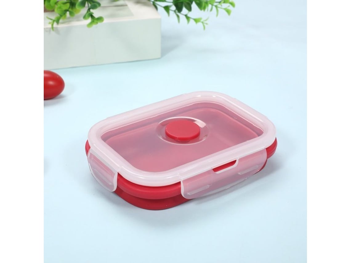 2026-41516-2 Cajas De Silicona Plegables Para Almuerzo Con Tapa 350ml+350ml Rojo Apto Microondas Lavavajillas