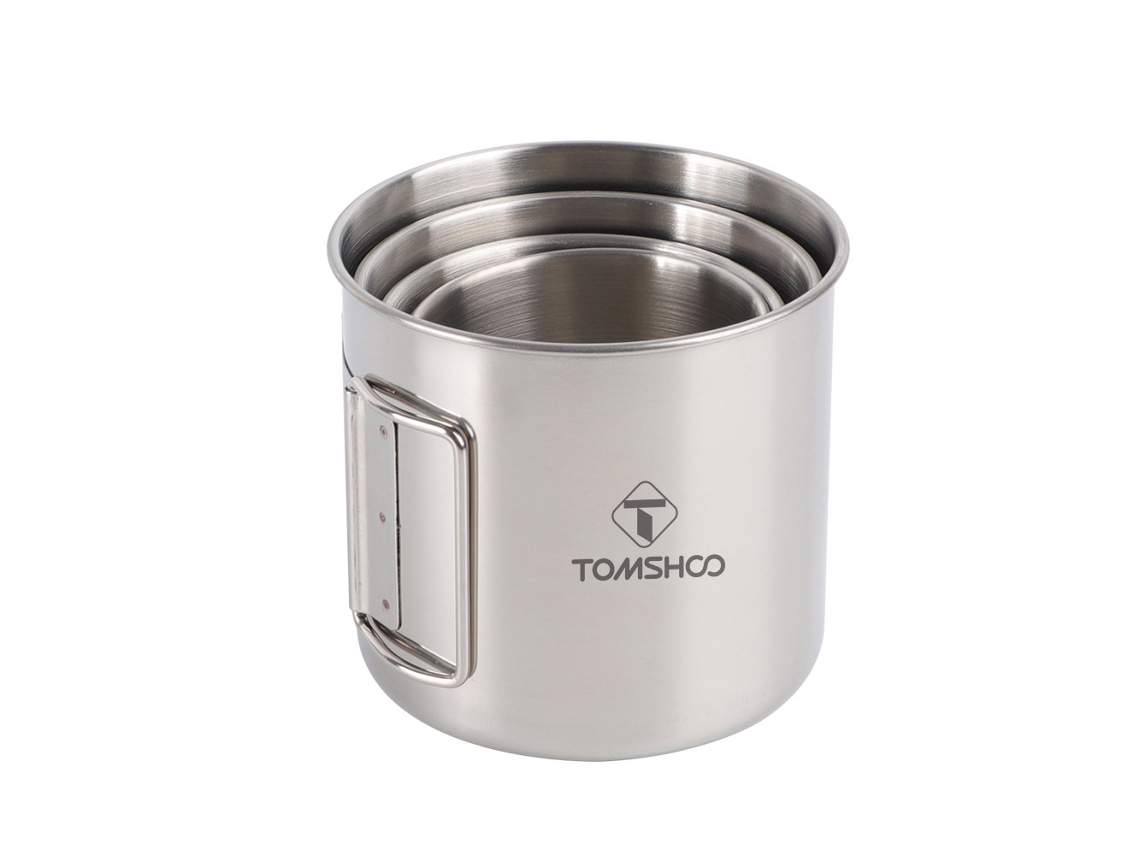 Juego De 4 Vasos Plegables De Acero Inoxidable Con Asas Para Acampar, Portátiles Para Viajes Y Actividades Al Aire Libre.