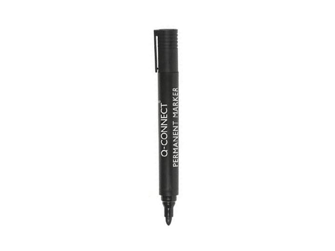 Marcador Q-Connect Permanente Preto Ponta Redonda 3.0 Mm
