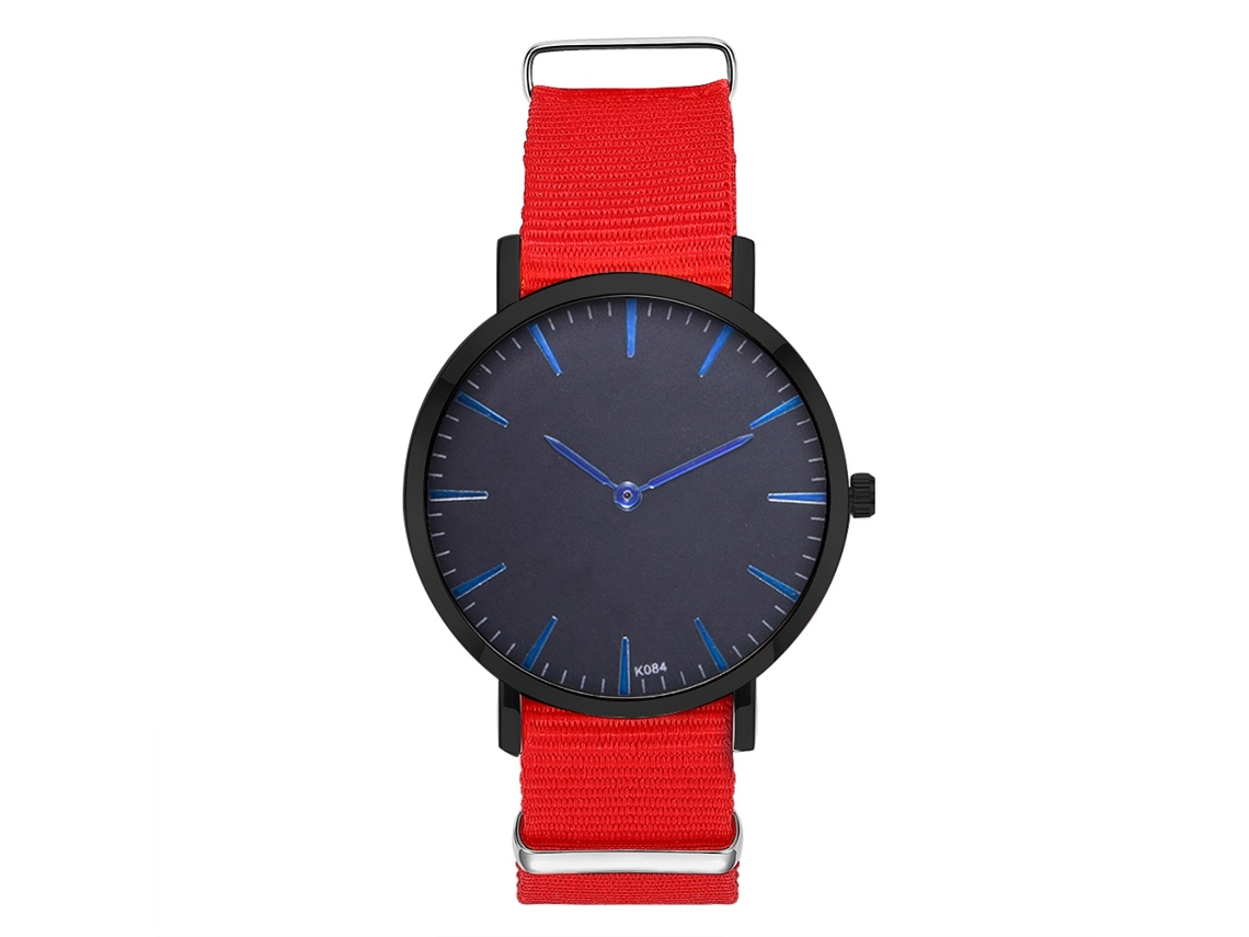 Reloj De Pulsera Moderno Para Parejas Con Correa De Nailon Y Esfera Redonda (rojo)