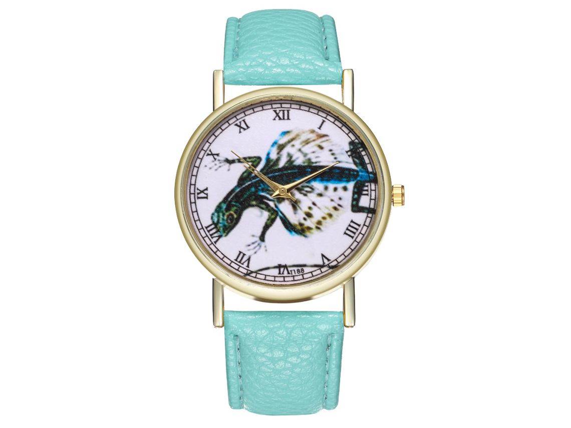 Reloj De Pulsera Unisex Informal Con Correa De Cuero Y Movimiento De Cuarzo (verde Menta).