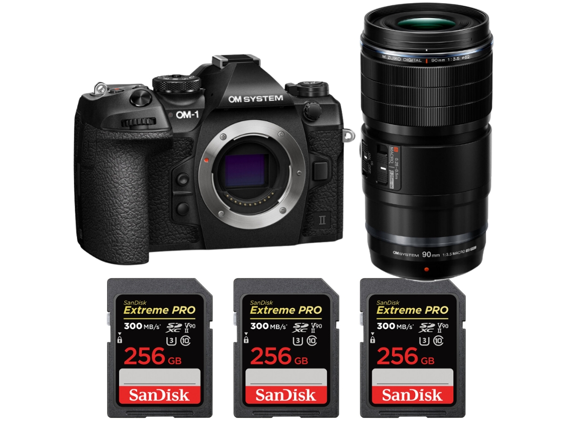 Om System Om-1 Mark Ii + Ed 90mm F/3.5 Macro Is Pro + 3 Sandisk 256gb Uhs-ii 300mb/s + Ebook “20 Consejos Para Fotos Que Impactan”