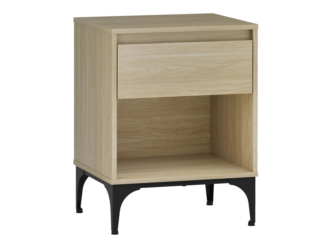 Mesa auxiliar Kistiandi 62x46x40 cm, aspecto roble, luz [EN.CASA]