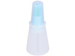 Cepillo de silicona para botellas de aceite, multifuncional, para salsa de barbacoa, con tapa transparente, herramienta de cocina, color azul