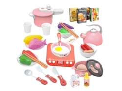 2026-juguete De Cocina De Inducción Eléctrica Con Luz Y Sonido 34pcs Rojo Para Niños