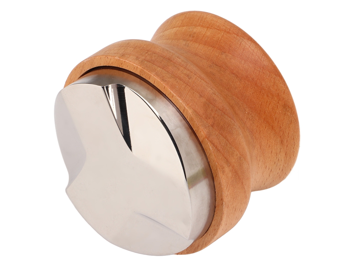 Distribuidor de café ajustable con mango de roble de 53 mm/2,1 pulgadas