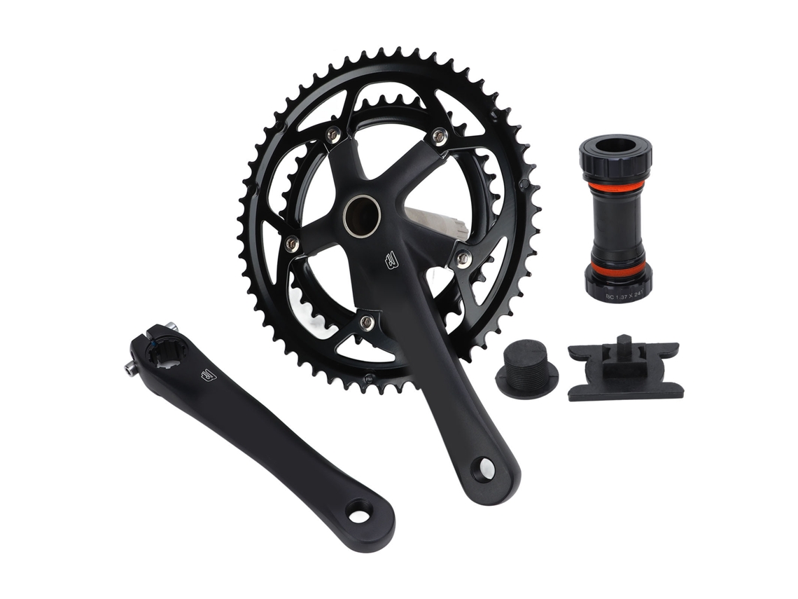 Set De Biela De Bicicleta De Aluminio Negro 130bcd 8-9 Velocidades Cnc Hollow Tooth Para Montaña