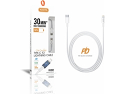 Cable para iPhone 12 ACCETEL CU-2001 (Lightning - 1 m - Blanco)