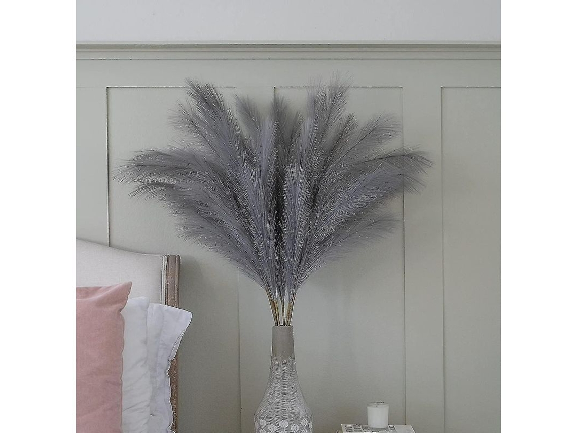 Hierba De La Pampa Artificial Beige Extra Esponjosa, Ramo Seco De 100 Cm, Color Gris.