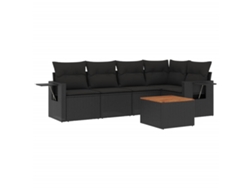 Maison Exclusive - Set De Sofás De Jardín 6 Piezas Y Cojines Ratán Sintético Negro