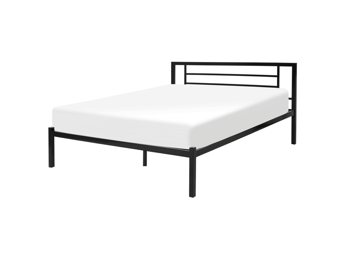 Cama con somier BELIANI Cusset de Acero Negro 147x209x86