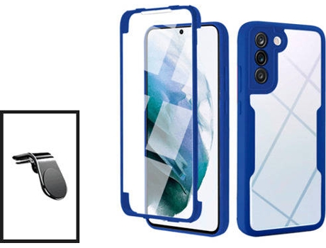 Kit Carcasa 360° Protección Frente y Verso + Soporte Magnético Samsung Galaxy S21 FE 5G GIFT4ME Azul Oscuro