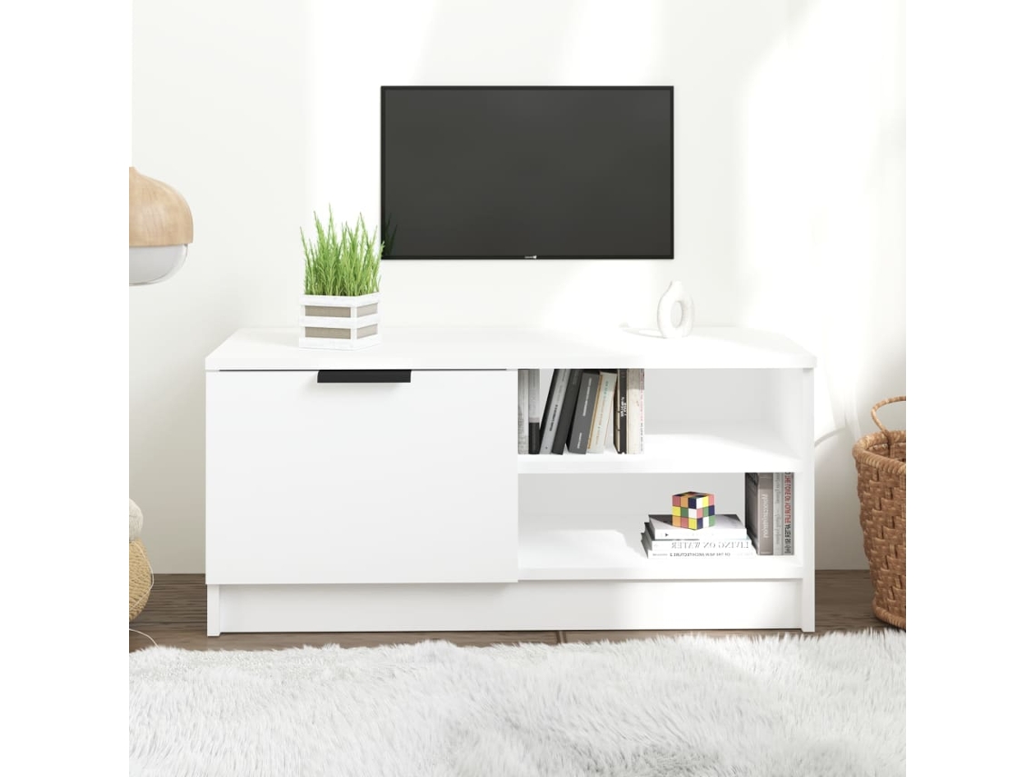 Mueble de TV | Mueble de TV | Mueble de TV 80x35x36,5 cm Madera Procesada Blanco