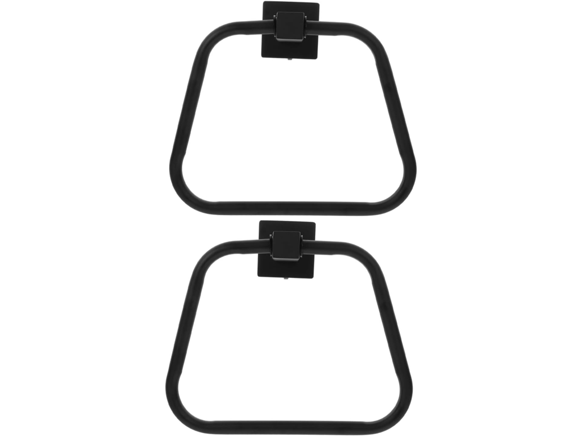 Juego de 2 toalleros de pared para baño, modelo sencillo, color negro Gokoco