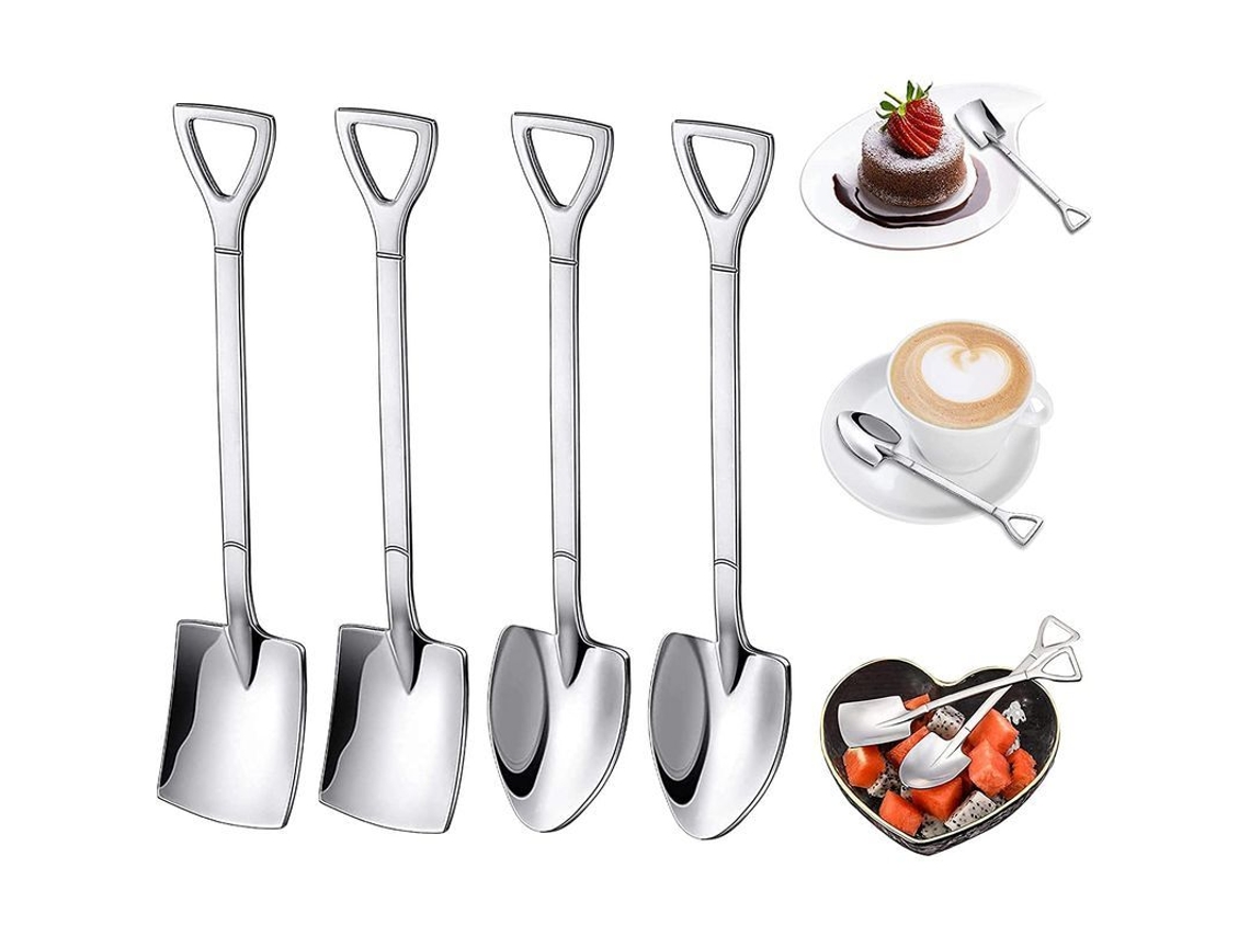4 Cucharas Paleta De Acero Inoxidable Para Café Té Postres Fiesta Cocina (plata)