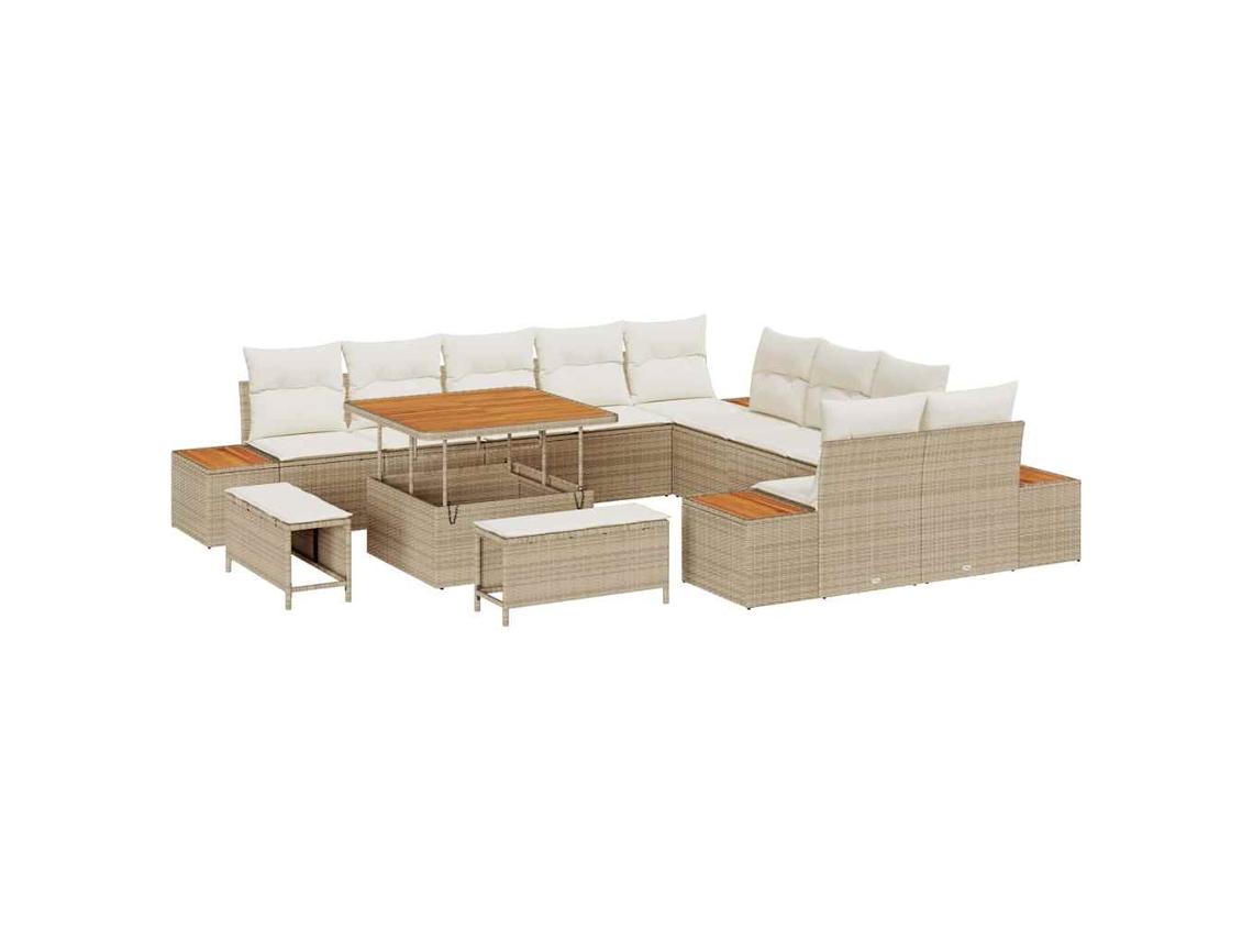 Maison Exclusive - Conjunto De Sofás De Jardín Con Cojín 13 Pcs Beige Poliratán