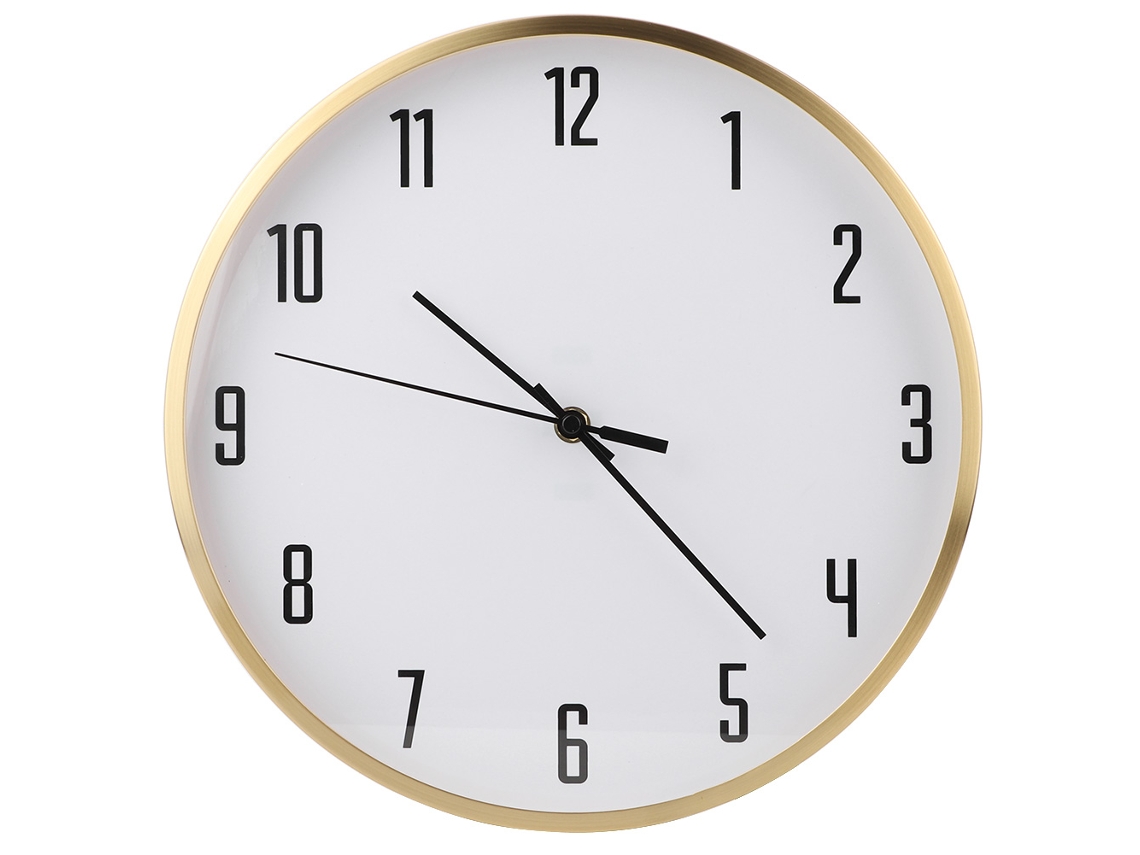 Reloj de pared de latón silencioso con diseño redondo para decoración del hogar