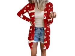 Blusa de manga larga para mujer de la marca Rebe, con estampado navideño y de Halloween, talla 4 (3XL), diseño con abertura frontal.