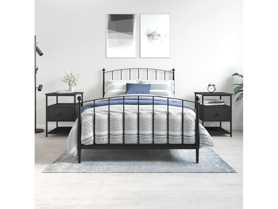 Mesitas de Noche 2Pzs 40X42X56 Cm Derivados de Madera Negro