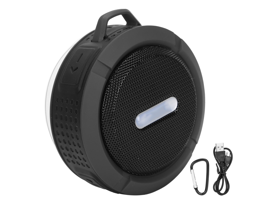 Altavoz Bluetooth C6 Con Ventosa Y Mosquetón, Mini Subwoofer Impermeable Para Deportes Al Aire Libre, Gris Oscuro.