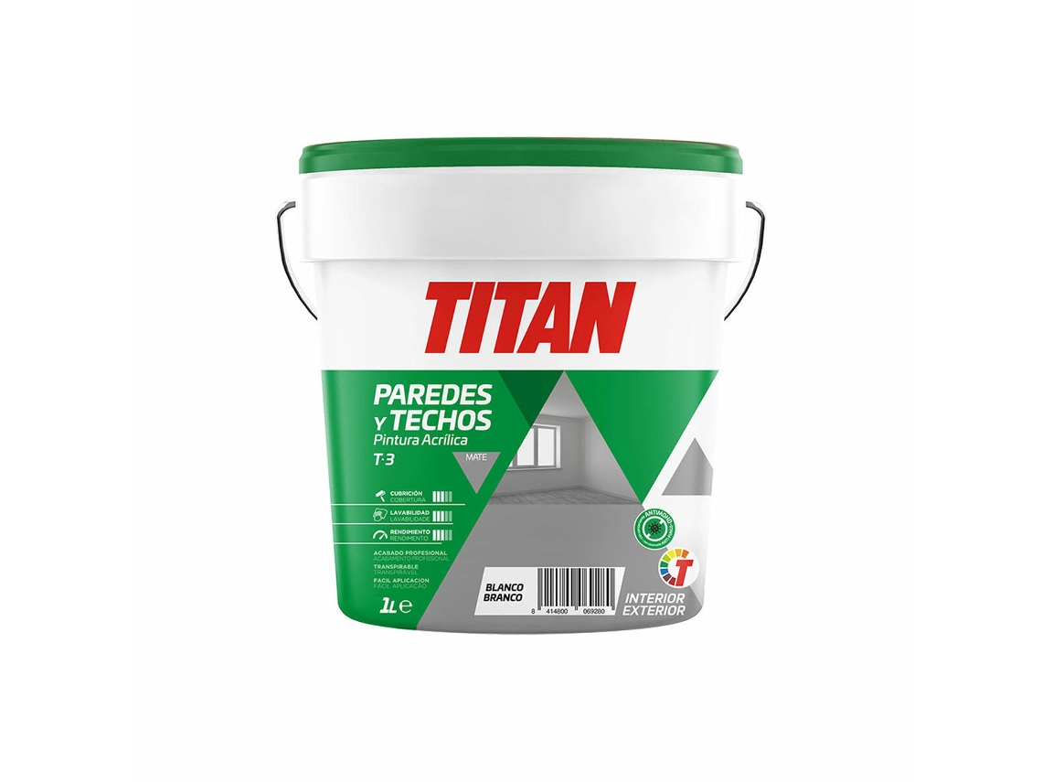 Pintura acrílica Titan T-3 123000301 Blanco 1 L Pintura acrílica