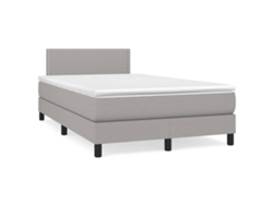 Cama Box Spring Con Colchón Tela Gris Claro 120x190 Cm