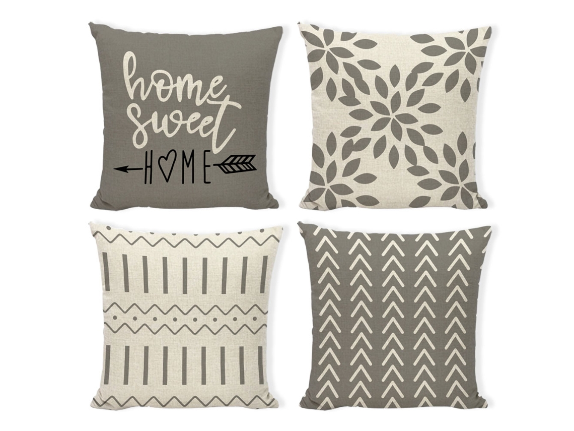 Juego De 4 Fundas De Almohada De 18 X 18 Pulgadas, Lino Rústico, Para Sofá O Decoración De Exteriores